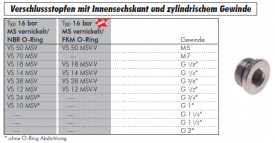 Verschlussstopfen Messing vernickelt mit Innensechskant und zylindrischem Gewinde, alle Größen